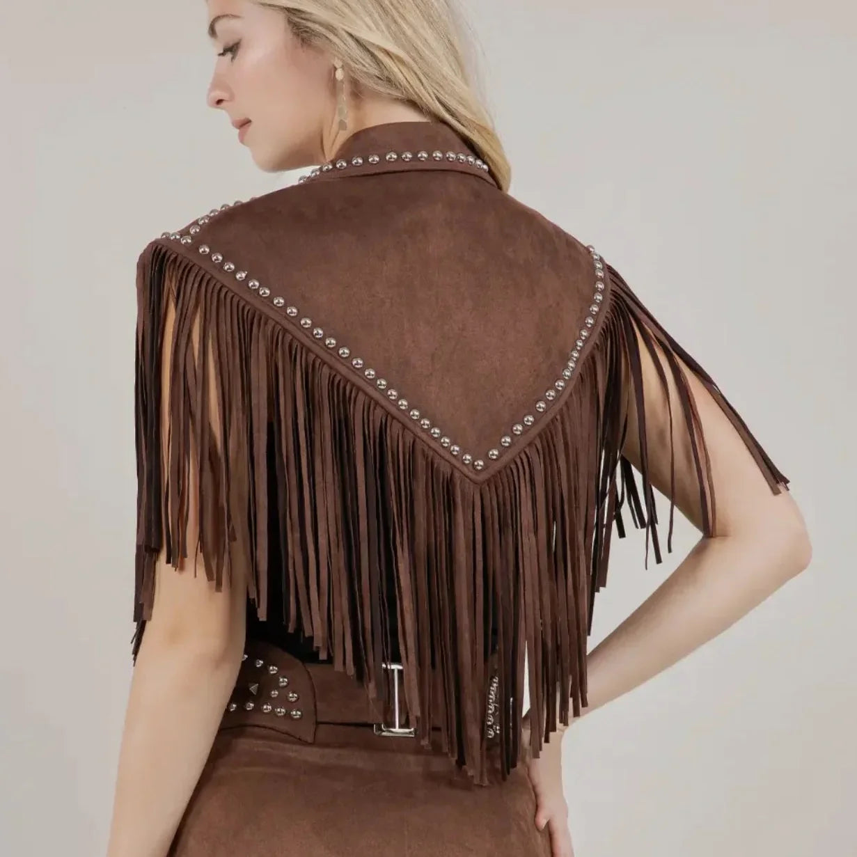 Chocolate Studded Fringe | Cape — view 4