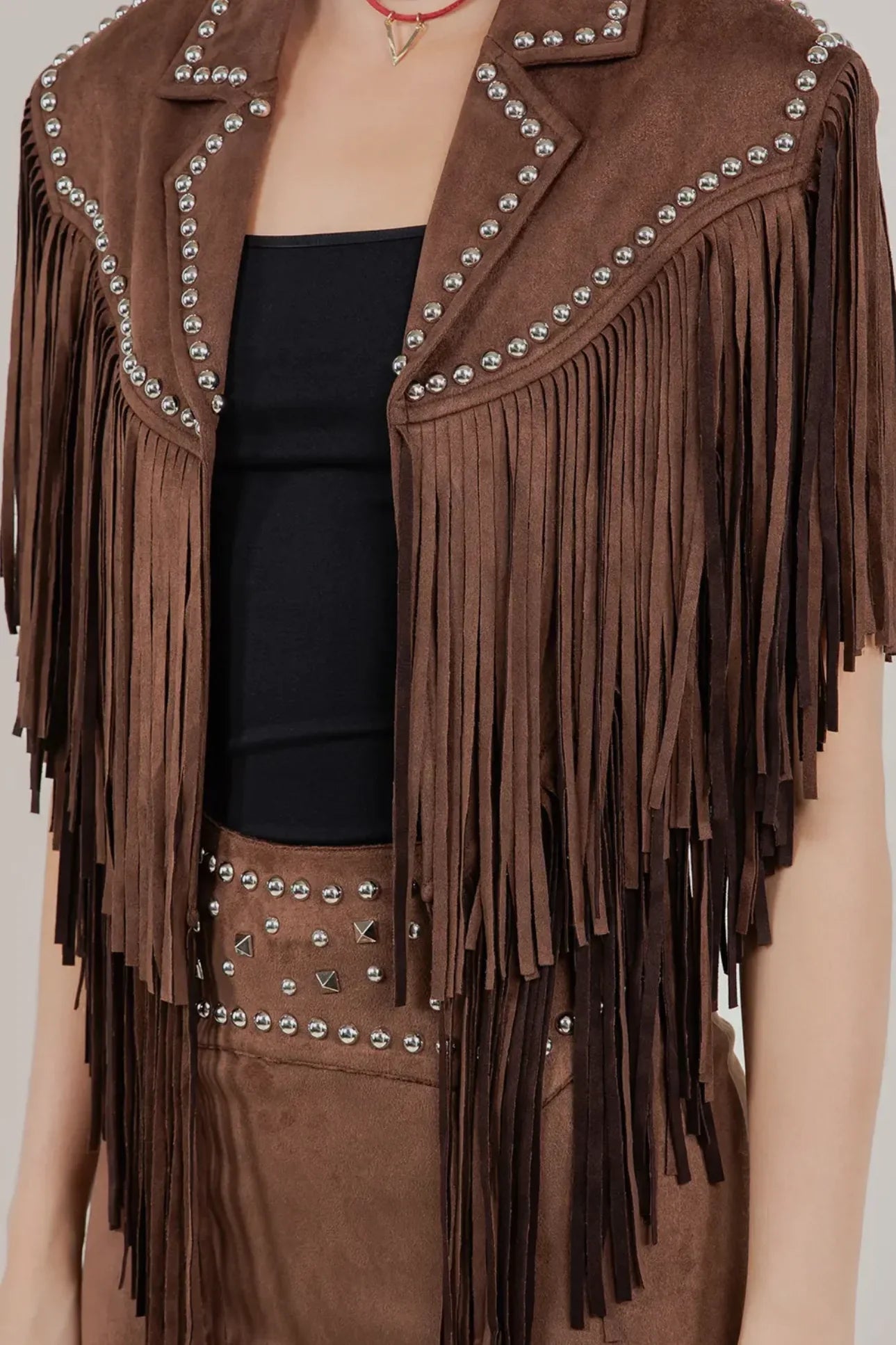 Chocolate Studded Fringe | Cape — view 5