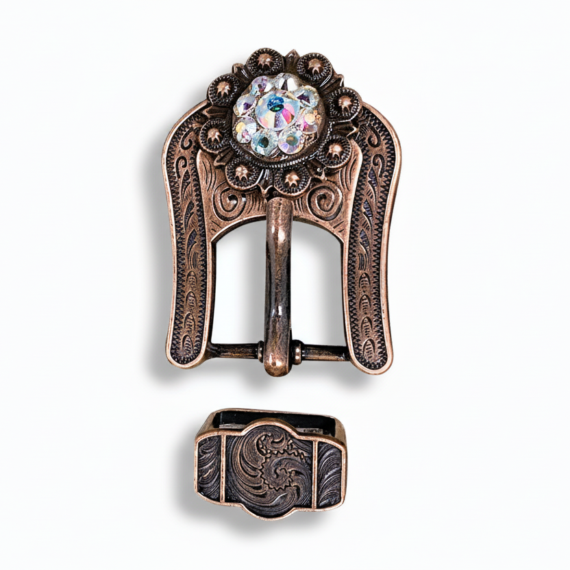 Copper AB Crystal Conchos | Sizes 1"- 3" | Buckles | Saddle Set | Leather Rosettes | Slide — view 7