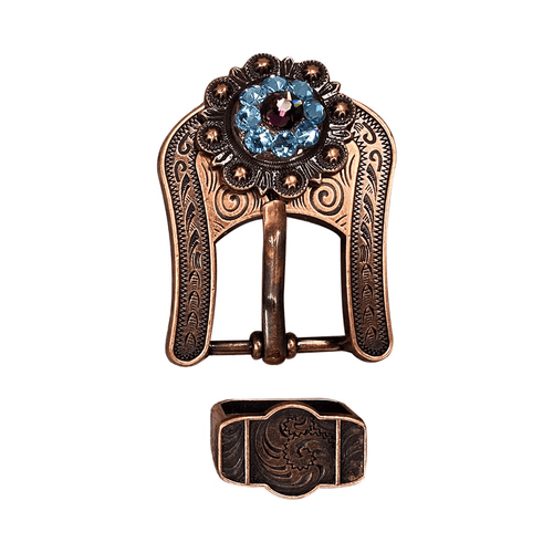 Amethyst & Aqua Copper Buckle Keeper European Crystal Concho