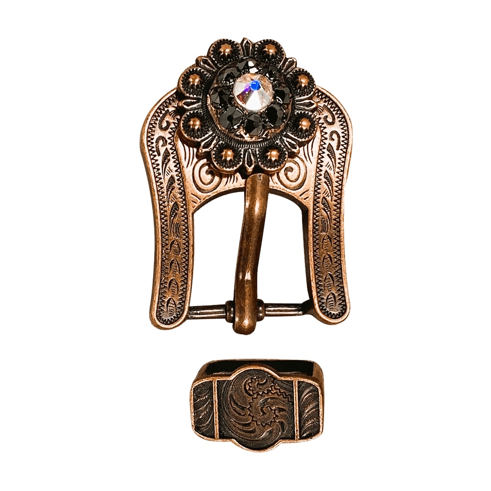 AB & Jet Copper European Crystal Buckle Keeper Set