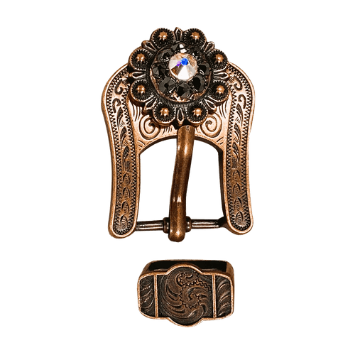 AB & Jet Copper European Crystal Buckle Keeper Set