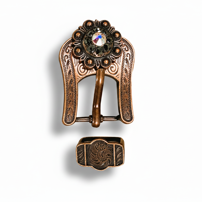 Copper Jet - AB Crystal Conchos | Sizes 1"- 3" | Buckles | Saddle Set | Leather Rosettes | Slide — view 7
