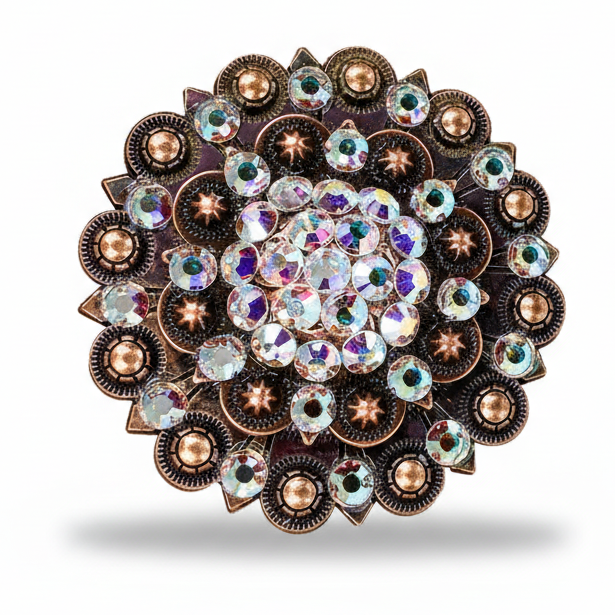 Copper AB Crystal Conchos | Sizes 1"- 3" | Buckles | Saddle Set | Leather Rosettes | Slide — view 6