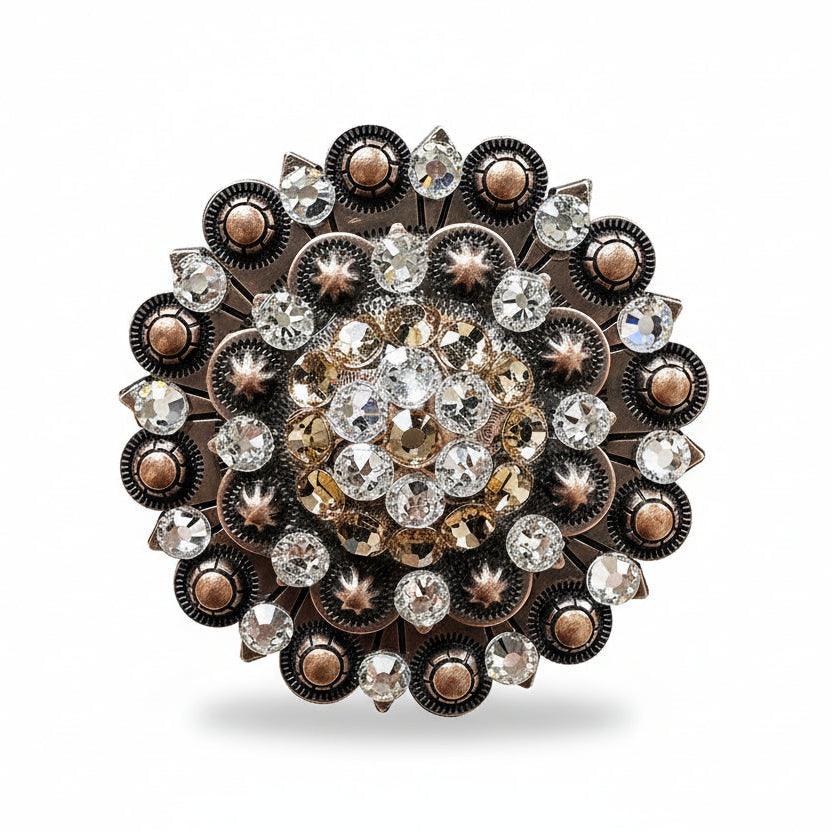 Copper Champagne - Clear Crystal Conchos | Sizes 1"- 3" | Buckles | Saddle Set | Leather Rosettes | Slide — view 6