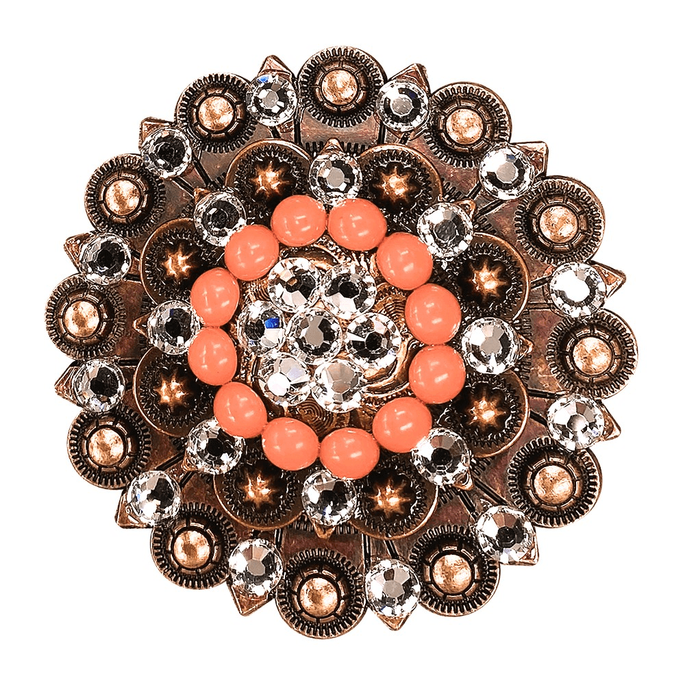 Fashion Coral & Clear Copper Berry Jacket European Crystal Concho
