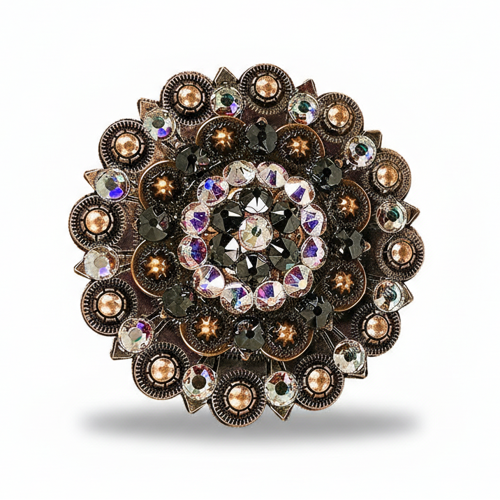 Copper Jet - AB Crystal Conchos | Sizes 1"- 3" | Buckles | Saddle Set | Leather Rosettes | Slide — view 6
