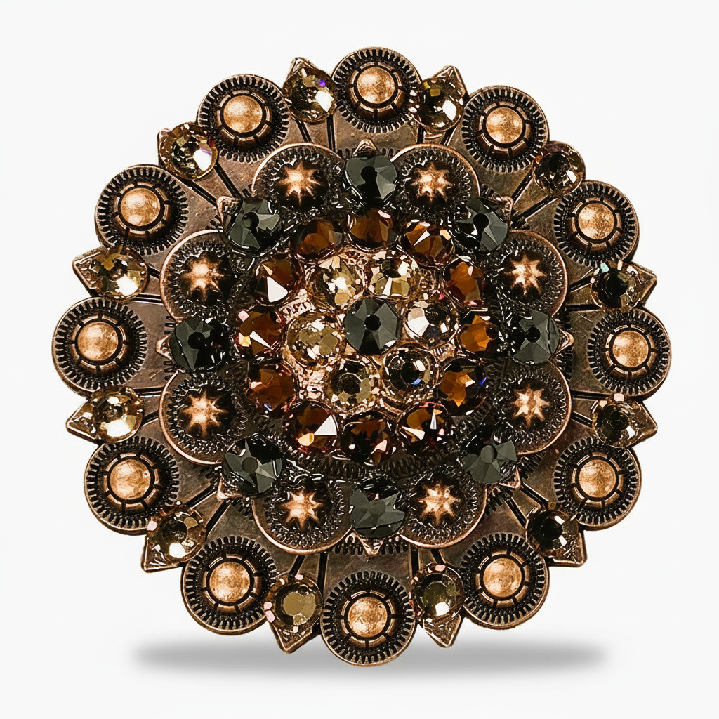 Copper Jet - Champagne - Topaz Crystal Conchos | Sizes 1"- 3" | Buckles | Saddle Set | Leather Rosettes | Slide — view 6