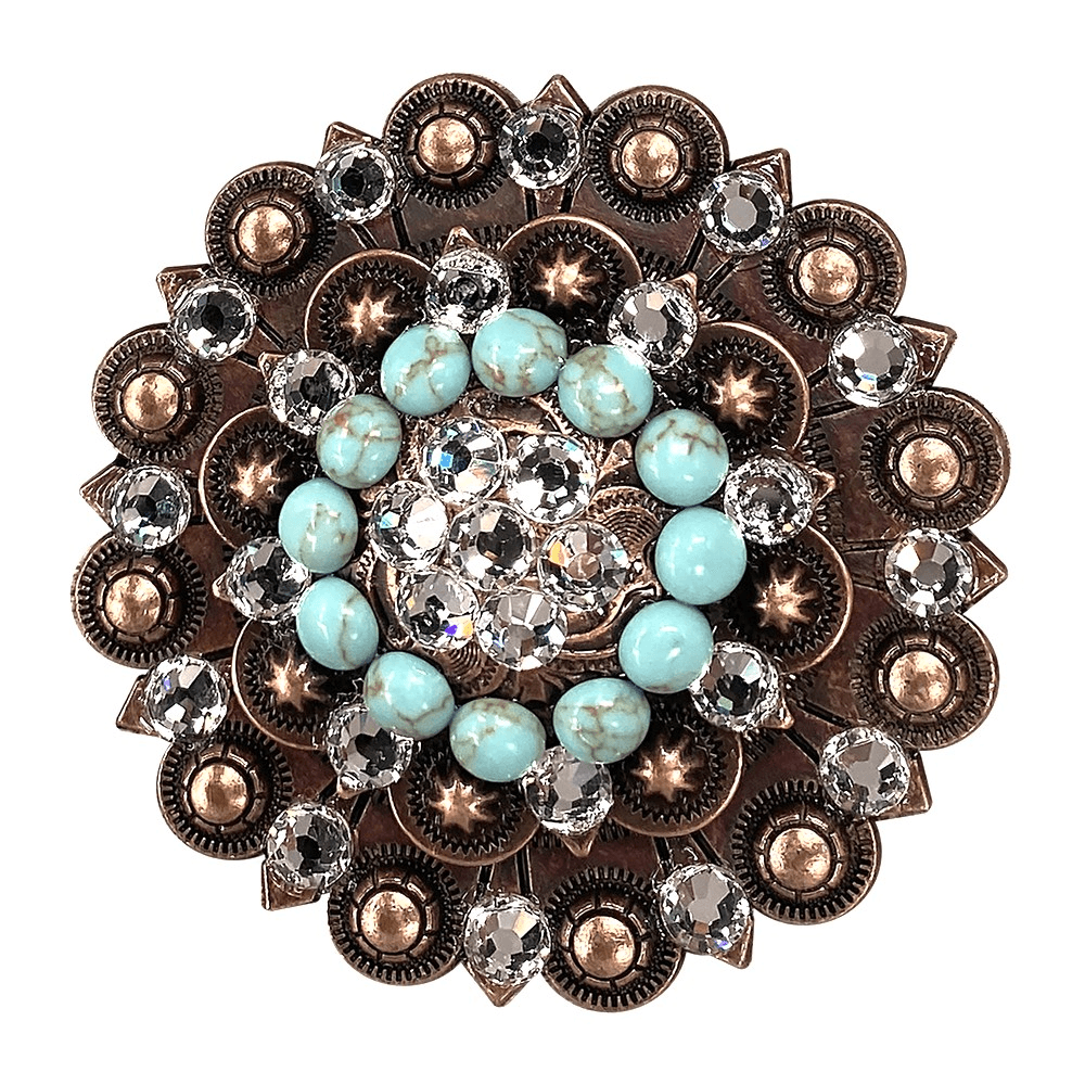 Fashion Turquoise & Clear Copper Berry Jacket European Crystal Concho