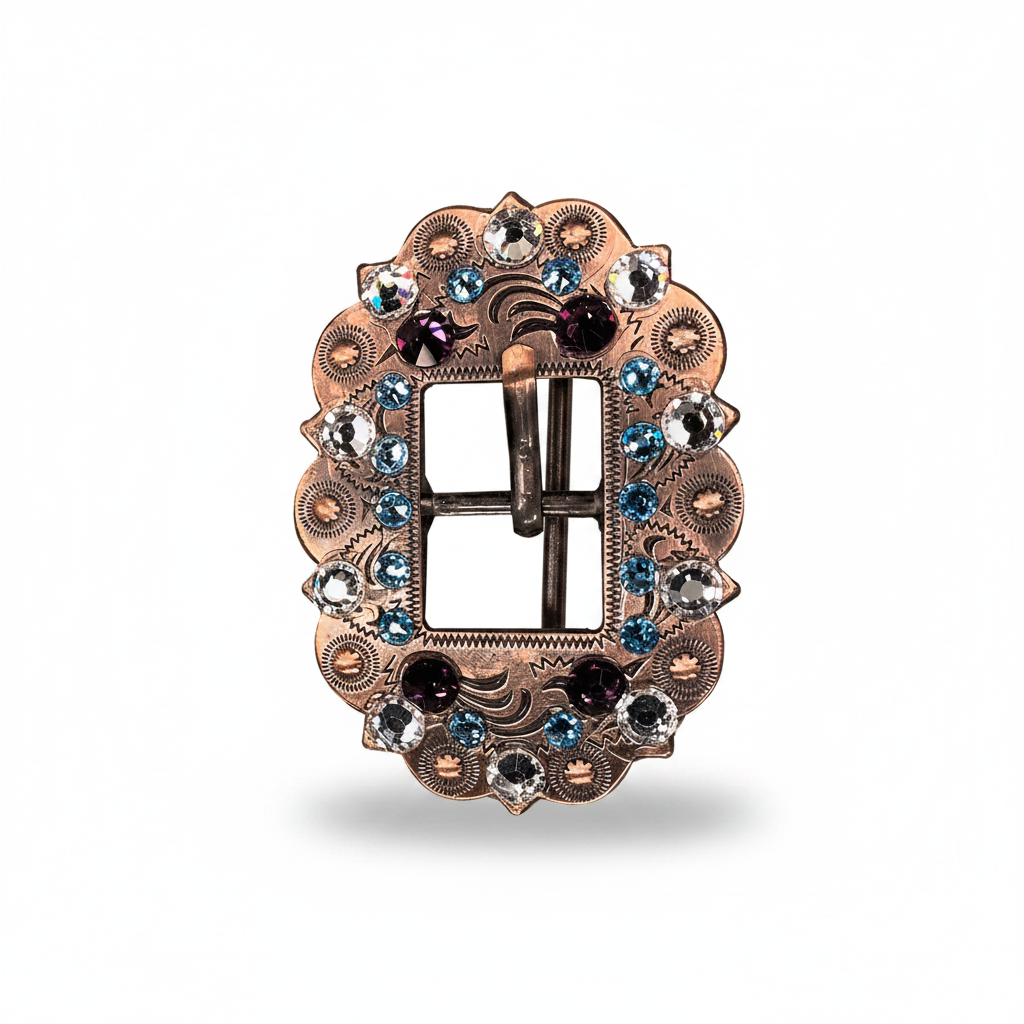 Copper Amethyst - Aqua - Clear Crystal Conchos | Sizes 1"- 3" | Buckles | Saddle Set | Leather Rosettes | Slide — view 10