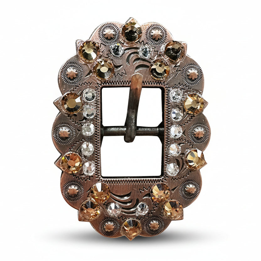 Copper Champagne - Clear Crystal Conchos | Sizes 1"- 3" | Buckles | Saddle Set | Leather Rosettes | Slide — view 10