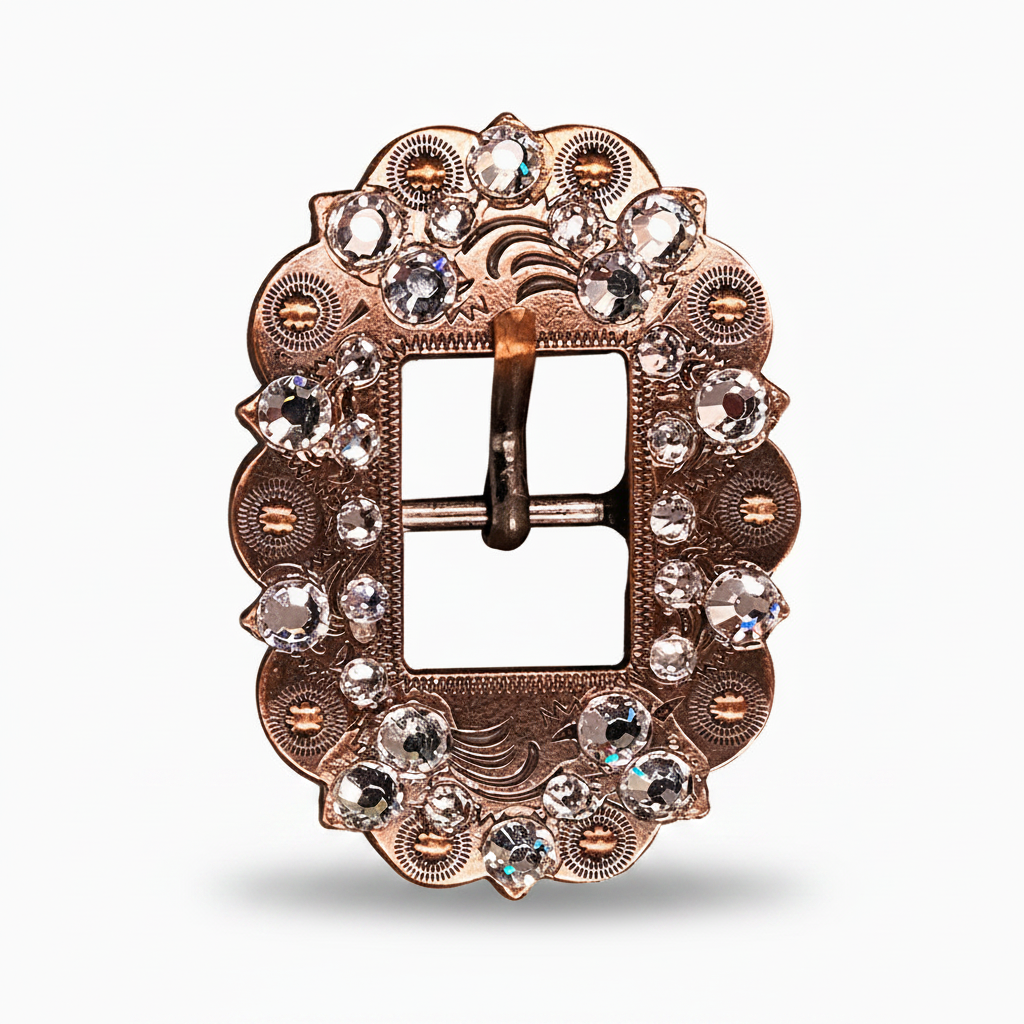 Copper Clear Crystal Conchos | Sizes 1"- 3" | Buckles | Saddle Set | Leather Rosettes | Slide — view 10