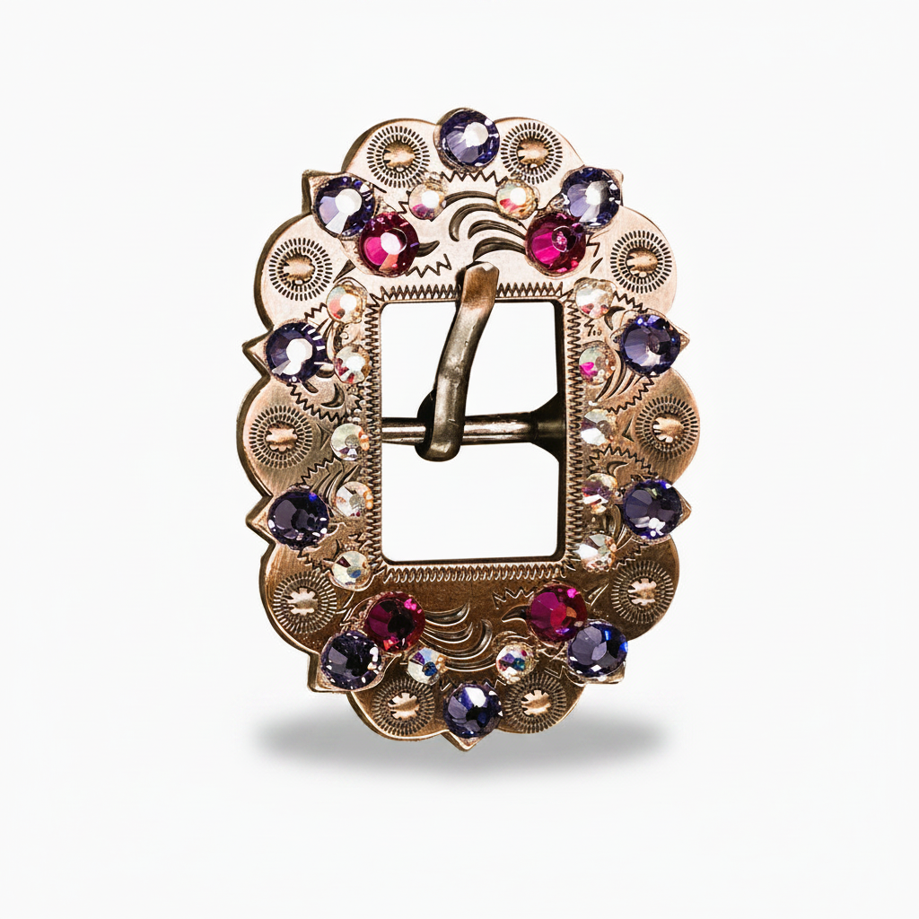 Copper Fuchsia - AB - Lilac Crystal Conchos | Sizes 1"- 3" | Buckles | Saddle Set | Leather Rosettes | Slide — view 10
