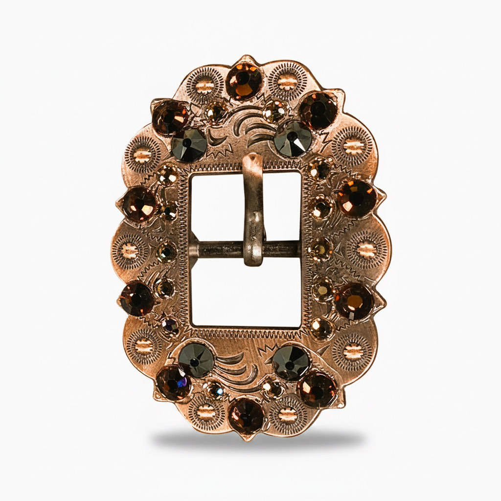 Copper Jet - Champagne - Topaz Crystal Conchos | Sizes 1"- 3" | Buckles | Saddle Set | Leather Rosettes | Slide — view 10