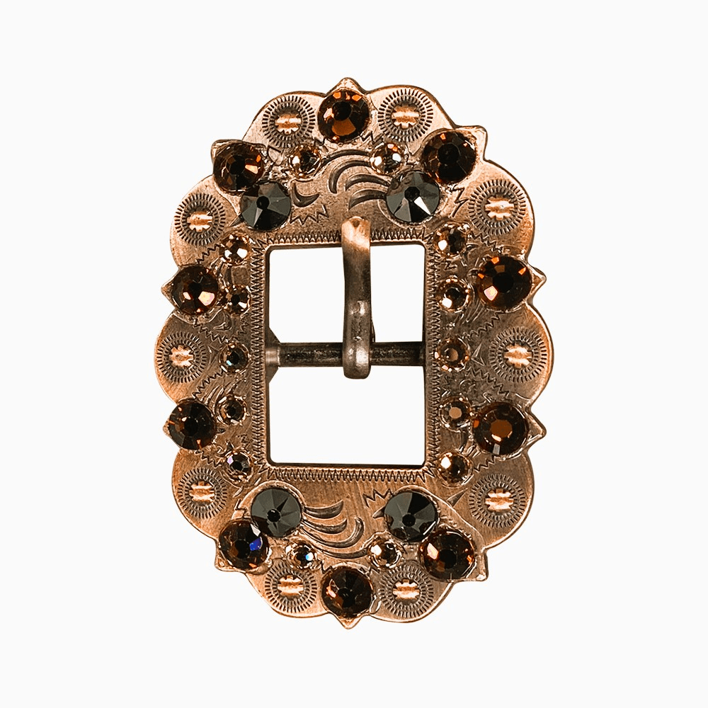 Jet Champagne & Topaz Copper European Crystal Cart Buckle