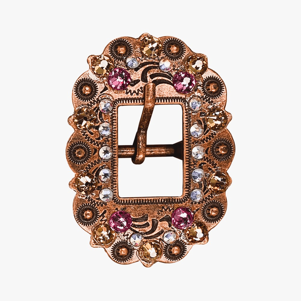 Pink AB & Champagne Copper European Crystal Cart Buckle