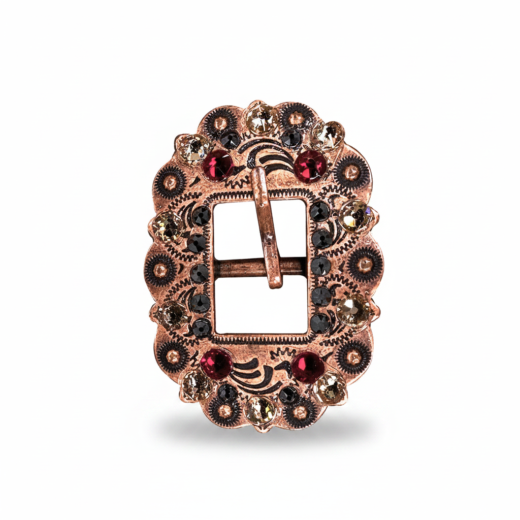 Copper Ruby - Jet - Champagne Crystal Conchos | Sizes 1"- 3" | Buckles | Saddle Set | Leather Rosettes | Slide — view 10
