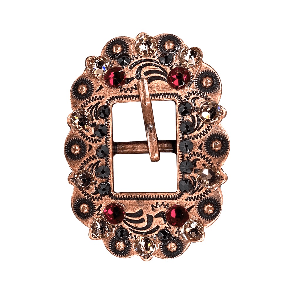 Ruby Jet & Champagne Copper European Crystal Cart Buckle