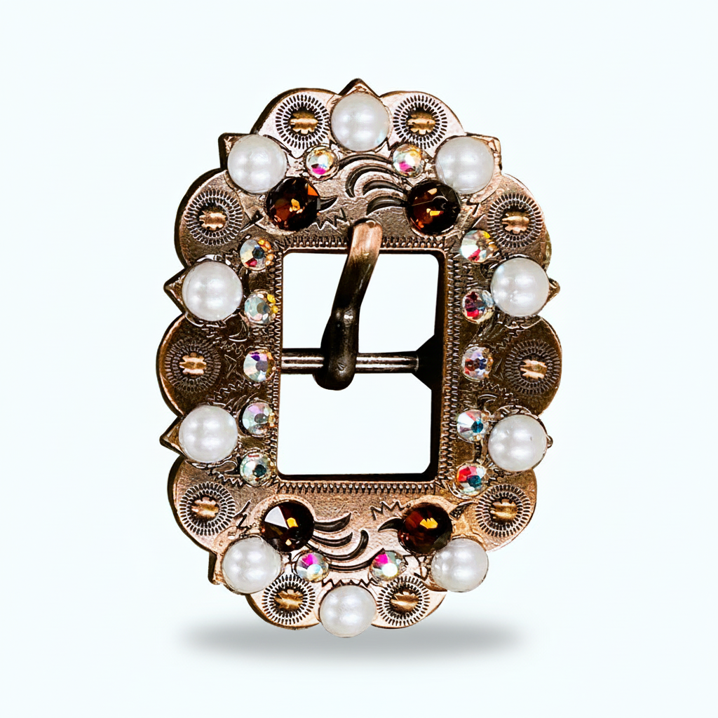 Copper Topaz - AB - Pearl Crystal Conchos | Sizes 1"- 3" | Buckles | Saddle Set | Leather Rosettes | Slide — view 10