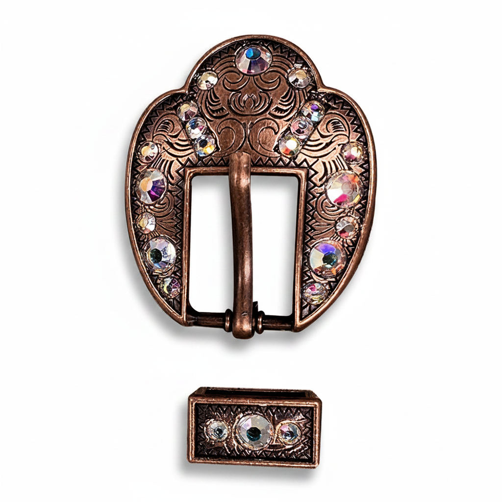 Copper AB Crystal Conchos | Sizes 1"- 3" | Buckles | Saddle Set | Leather Rosettes | Slide — view 9