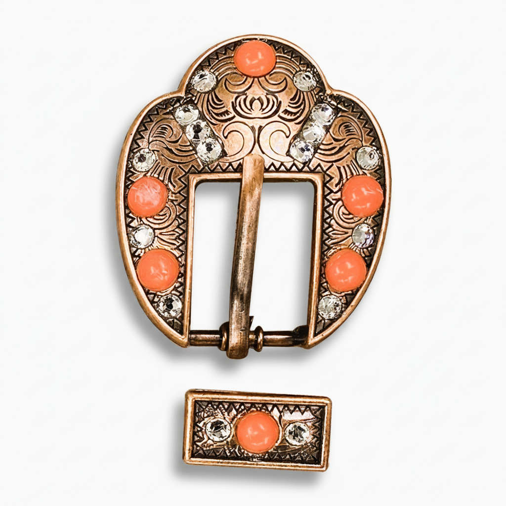 Copper Coral - Clear Crystal Conchos | Sizes 1"- 3" | Buckles | Saddle Set | Leather Rosettes | Slide — view 9
