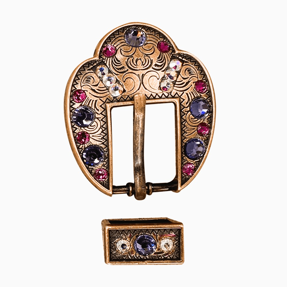 Fuchsia, AB & Lilac Copper European Crystal Fancy Buckle