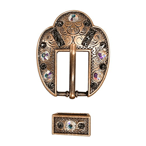 AB & Jet Copper European Crystal Fancy Buckle