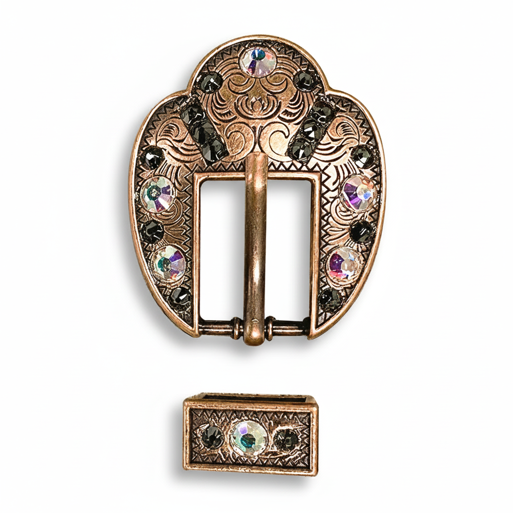 Copper Jet - AB Crystal Conchos | Sizes 1"- 3" | Buckles | Saddle Set | Leather Rosettes | Slide — view 9