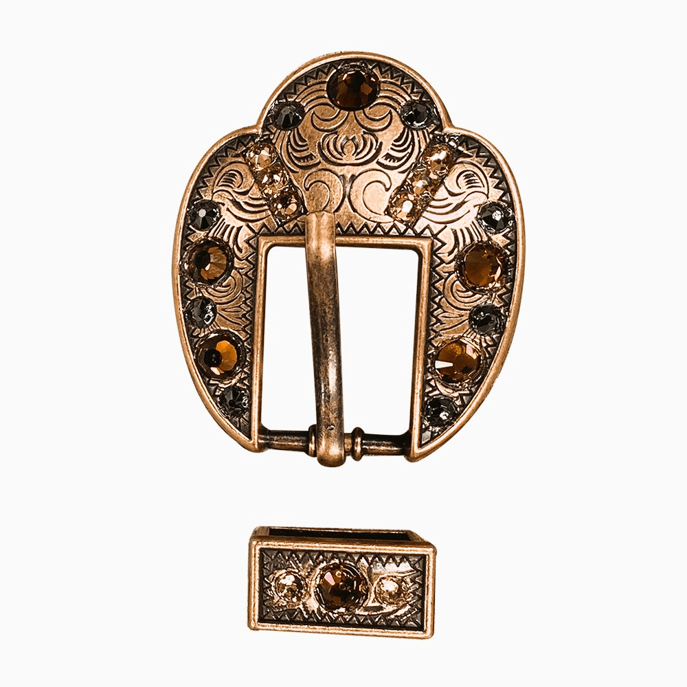 Jet Champagne & Topaz Copper European Crystal Fancy Buckle