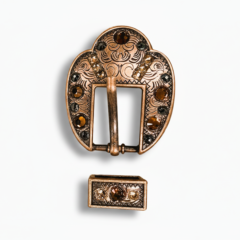Copper Jet - Champagne - Topaz Crystal Conchos | Sizes 1"- 3" | Buckles | Saddle Set | Leather Rosettes | Slide — view 9