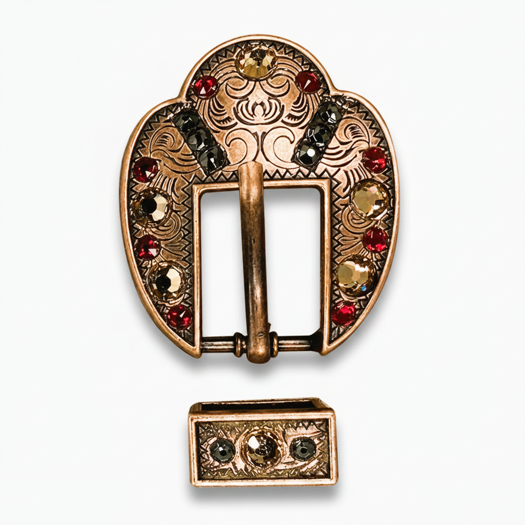 Copper Ruby - Jet - Champagne Crystal Conchos | Sizes 1"- 3" | Buckles | Saddle Set | Leather Rosettes | Slide — view 9