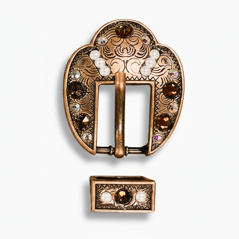 Copper Topaz - AB - Pearl Crystal Conchos | Sizes 1"- 3" | Buckles | Saddle Set | Leather Rosettes | Slide — view 9