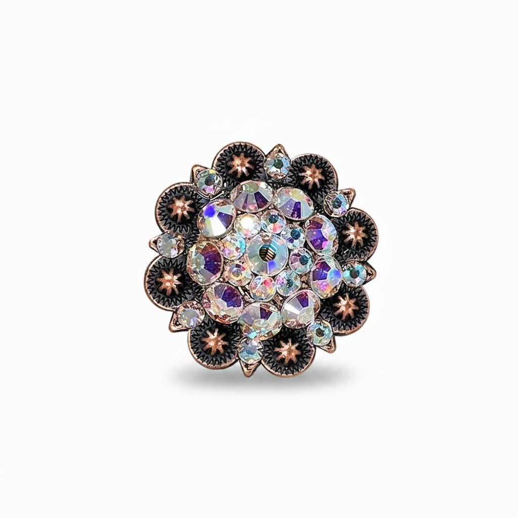 Copper AB Crystal Conchos | Sizes 1"- 3" | Buckles | Saddle Set | Leather Rosettes | Slide — view 2