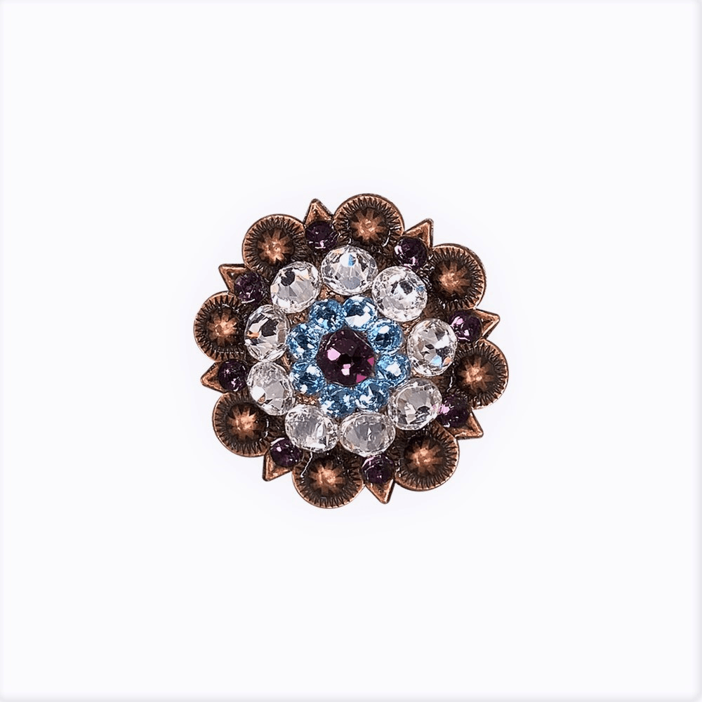 Amethyst, Aqua & Clear Copper 1.5" European Crystal Concho