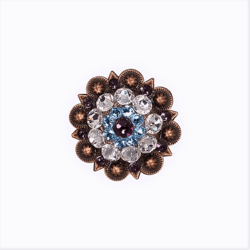 Amethyst, Aqua & Clear Copper 1.5" European Crystal Concho