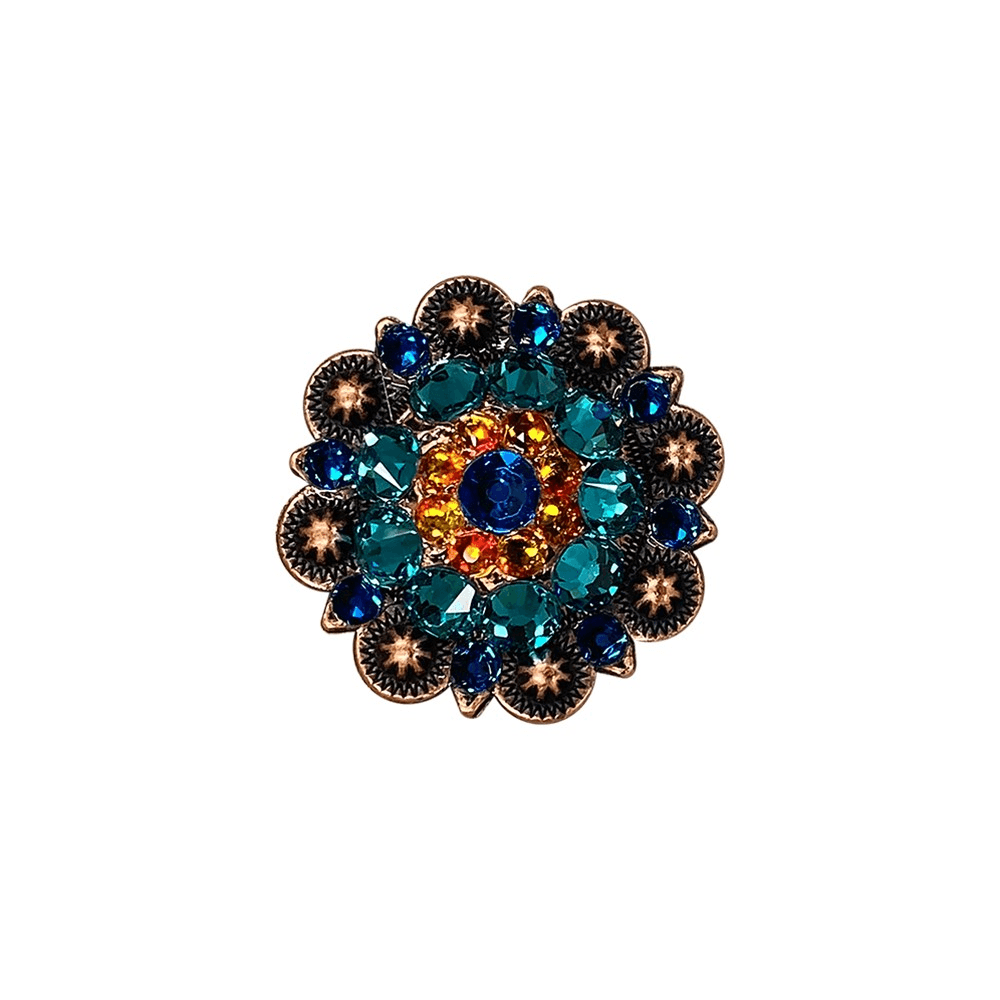 Capri Fire Opal & Teal Copper 1.5" European Crystal Concho