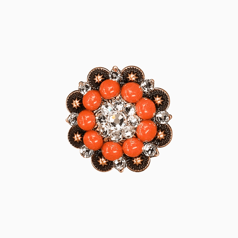 Fashion Coral & Clear Copper 1.5" European Crystal Concho
