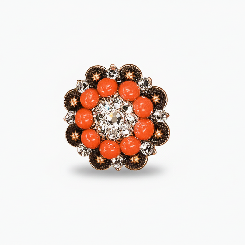 Copper Coral - Clear Crystal Conchos | Sizes 1"- 3" | Buckles | Saddle Set | Leather Rosettes | Slide — view 2