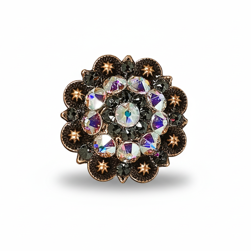 Copper Jet - AB Crystal Conchos | Sizes 1"- 3" | Buckles | Saddle Set | Leather Rosettes | Slide — view 2