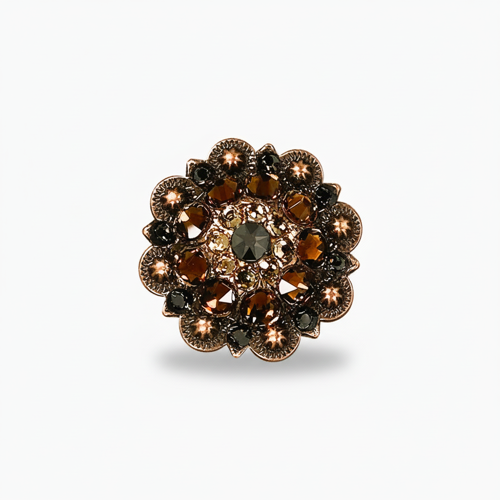 Copper Jet - Champagne - Topaz Crystal Conchos | Sizes 1"- 3" | Buckles | Saddle Set | Leather Rosettes | Slide — view 2