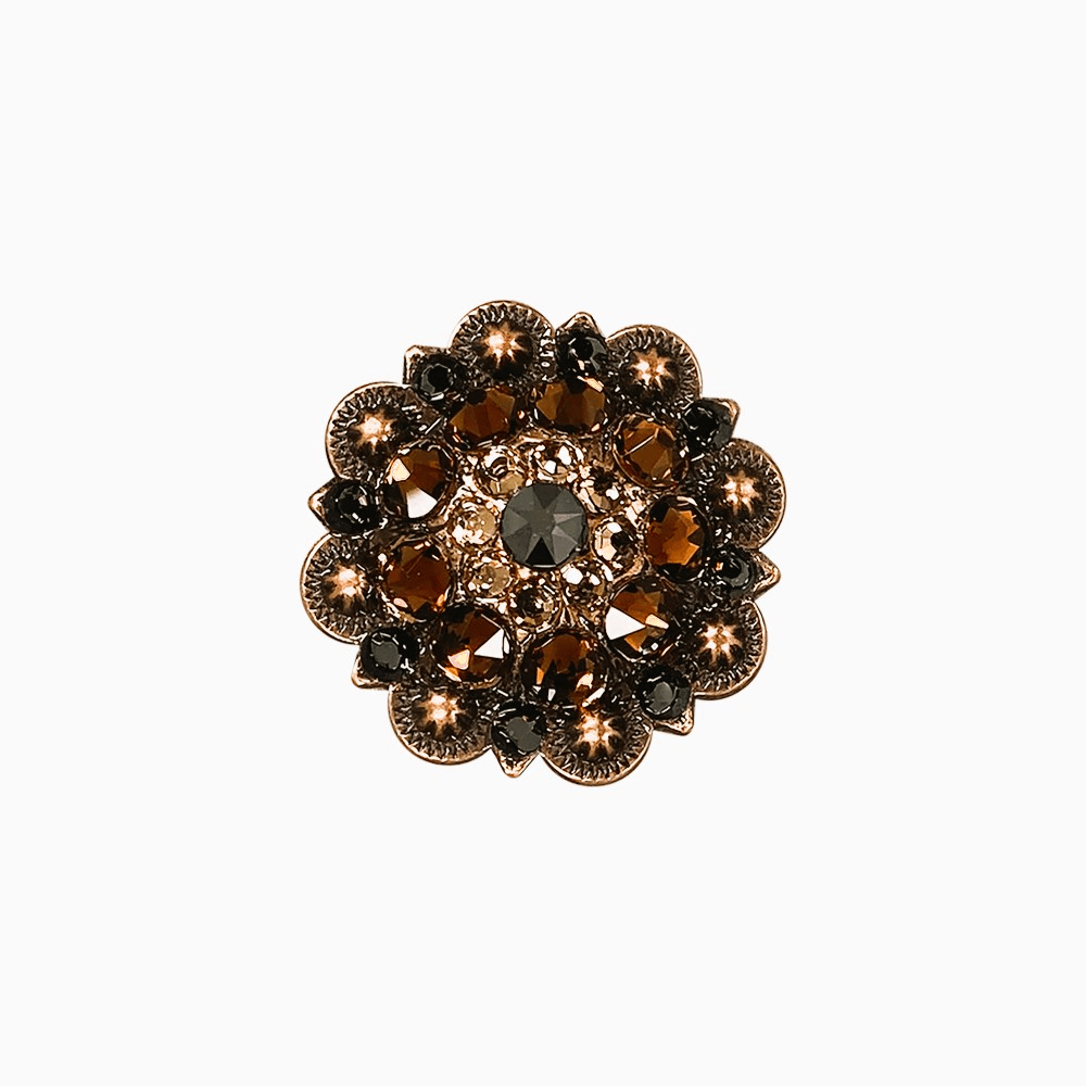 Jet Champagne & Topaz Copper 1.5" European Crystal Concho