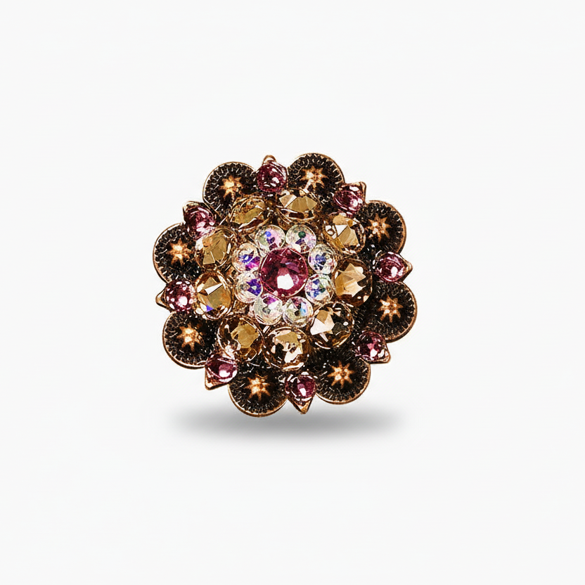 Copper Pink - AB - Champagne Crystal Conchos | Sizes 1"- 3" | Buckles | Saddle Set | Leather Rosettes | Slide — view 2