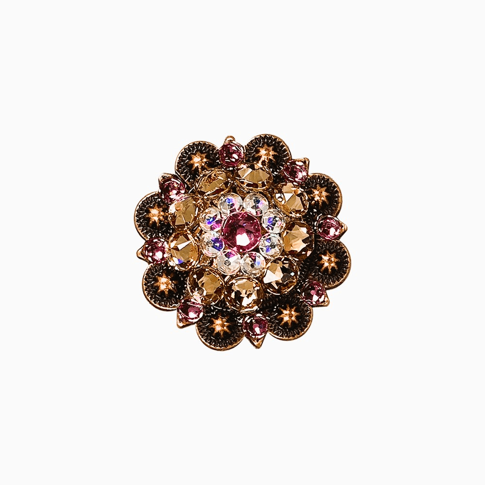 Pink Champagne & AB Copper 1.5" European Crystal Concho