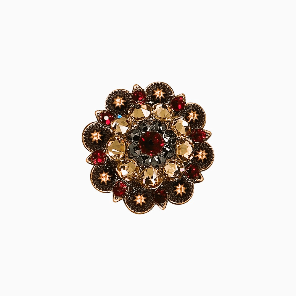 Ruby Jet & Champagne Copper 1.5" European Crystal Concho