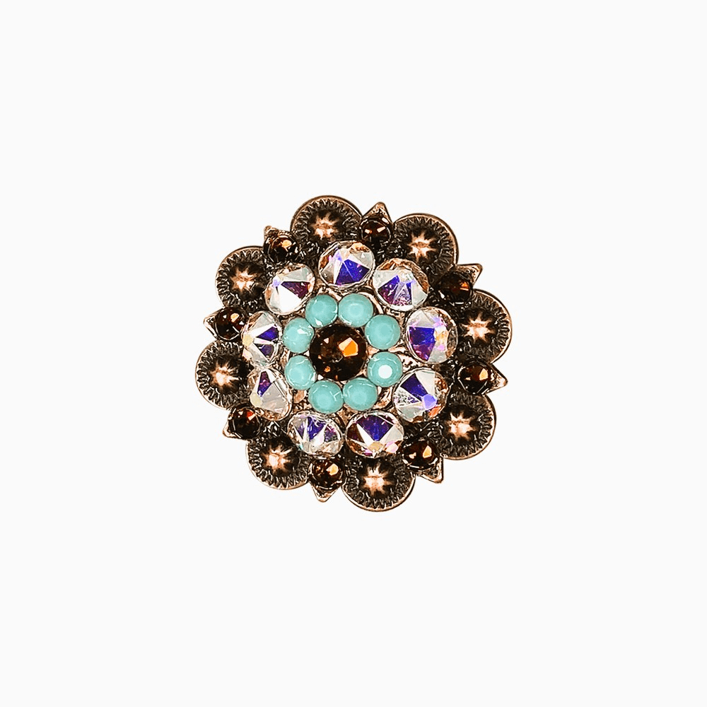 Topaz Turquoise & AB Copper 1.5" European Crystal Concho