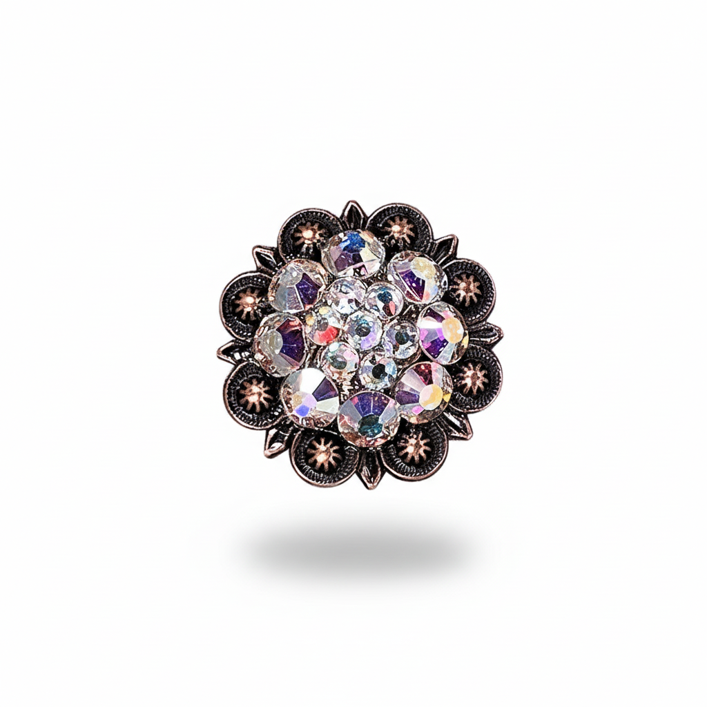 Copper AB Crystal Conchos | Sizes 1"- 3" | Buckles | Saddle Set | Leather Rosettes | Slide — view 4