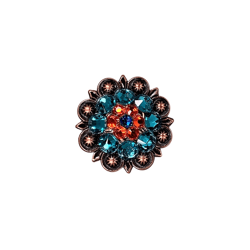 Capri Fire Opal & Teal Copper 1.25" European Crystal Concho