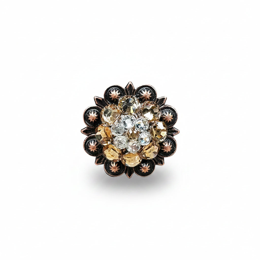 Copper Champagne - Clear Crystal Conchos | Sizes 1"- 3" | Buckles | Saddle Set | Leather Rosettes | Slide — view 4