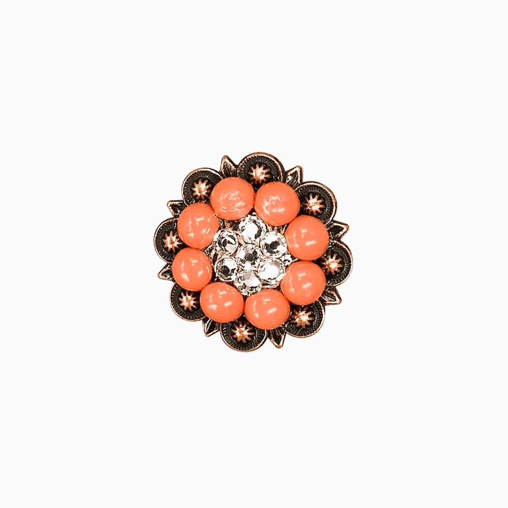 Fashion Coral & Clear Copper 1.25" European Crystal Concho