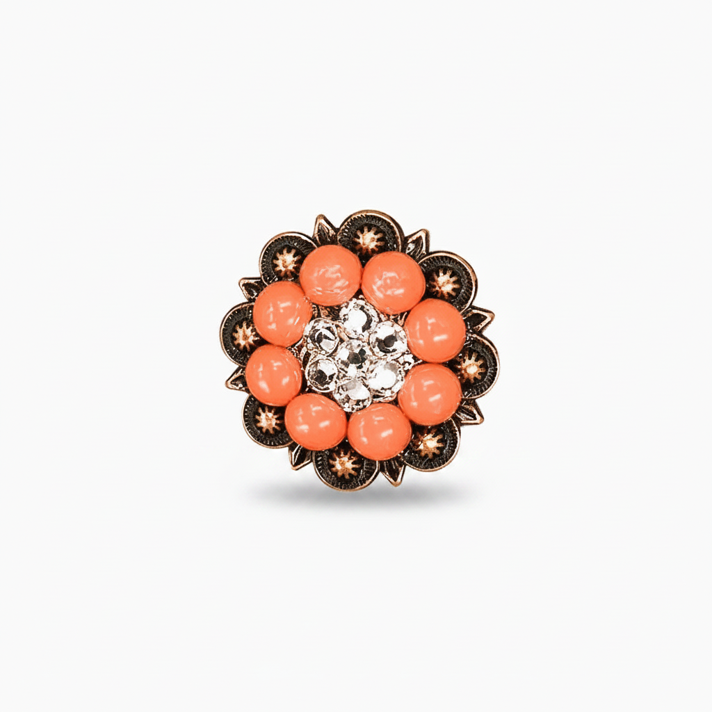 Copper Coral - Clear Crystal Conchos | Sizes 1"- 3" | Buckles | Saddle Set | Leather Rosettes | Slide — view 4